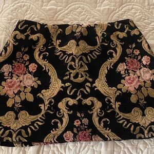 Miami for Francesca Elegant Black and Pink Baroque Mini Skirt